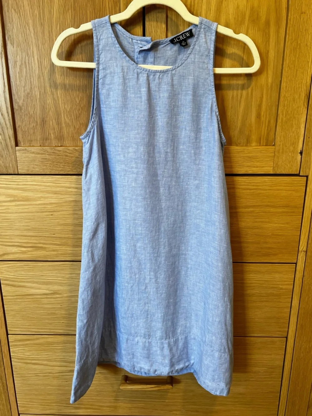 J. Crew Linen Mini Dress French Blue Size XS Coastal Preppy Beach Classic - Picture 2 of 6